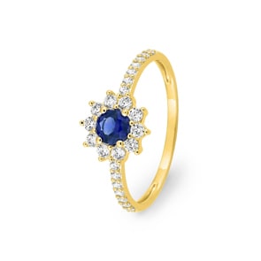 Entourage Ring 750/18 K Gelbgold mit Saphir & Diamanten 0.35 ct