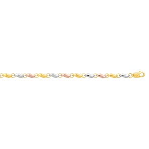 Fantasiearmband 375/9 K Tricolor halbmassiv 3.2mm