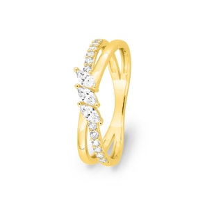 Fantasy Ring 375/9 K Gelbgold mit Zirkonia Marquise