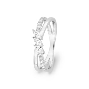 Fantasy Ring 375/9 K Weissgold mit Zirkonia Marquise