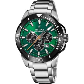 Festina Chrono Bike 47mm Edelstahl Silbrig / Grün