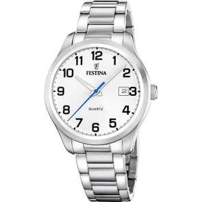 Festina Klassik Date Silbrig 42mm