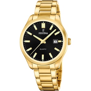 Festina Klassik Date Goldig / Schwarz 42mm