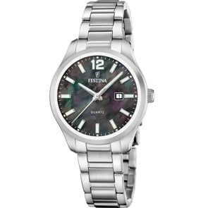 Festina Klassik Date Perlmutt Schwarz 34mm