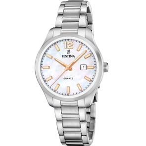 Festina Klassik Date Perlmutt Weiss 34mm