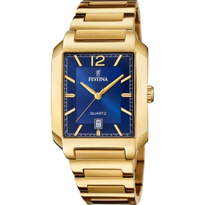 Festina On The Square Date Doré / Bleu