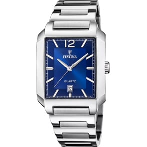 Festina On The Square Date Silbrig / Blau