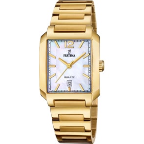 Festina On The Square Lady Date Goldig / Perlmutt