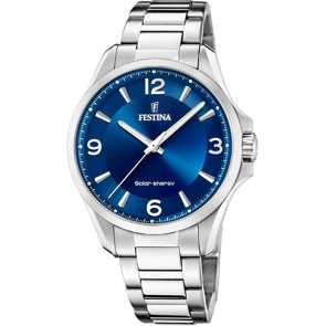 Festina Solar Energy Silbrig / Blau 42mm