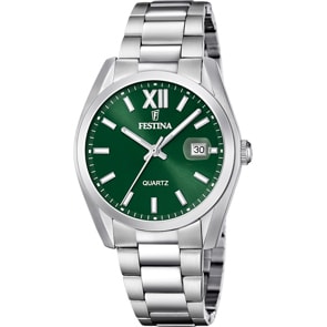 Festina Swiss Klassik Date Silbrig / Dunkelgrün 40mm