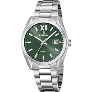 Festina Swiss Klassik Date Silbrig / Grün 40mm