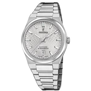 Festina Swiss Rivé Date 40mm Silbrig