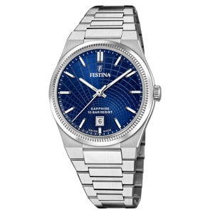 Festina Swiss Rivé Date 40mm Argenté / Bleu