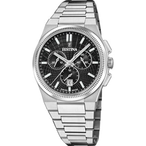 Festina Swiss Rivé Chrono 42 Silbrig / Schwarz