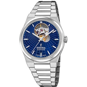 Festina Swiss Rivé Open Heart 35 Silbrig / Blau