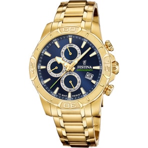 Festina Timeless Chronograph Goldig / Blau 45mm
