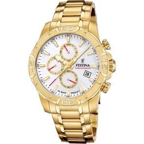 Festina Timeless Chronograph Goldig / Weiss 45mm
