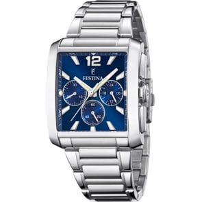 Festina Timeless Chronographe 38 Argenté / Bleu