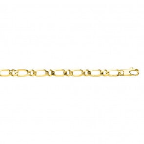 Extra Flat Figaro Chain 1+1 750/18 K Yellow Gold 5mm