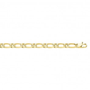 Extra Flat Figaro Chain 1+1 750/18 K Yellow Gold 6mm