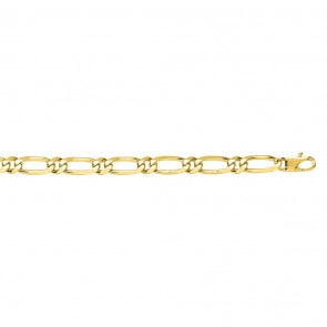 Collier figaro ouverte 1+1 or jaune 750/18 ct 7mm