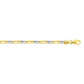 Figarokette 2+1 massiv 750/18 K Gelbgold Bicolor 3.5mm