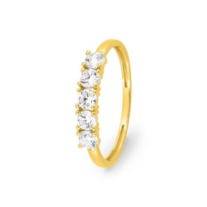 Five Stone Ring 375/9 K Gelbgold mit Zirkonia