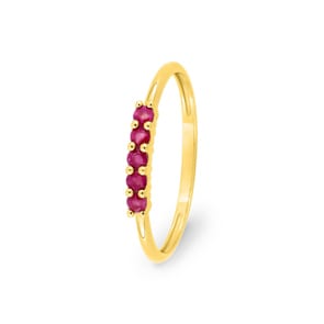 Five Stone Ring 750/18 K Gelbgold mit Rubinen