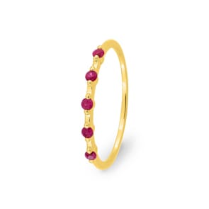 Five Stone Ring 750/18 K Gelbgold mit Rubinen