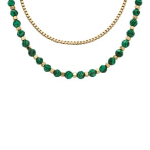 Fossil All Stacked Up Necklace Beaded Double Green