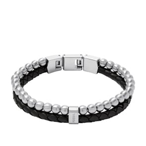 Fossil Armband Beads Multi Strand Silbrig / Schwarz