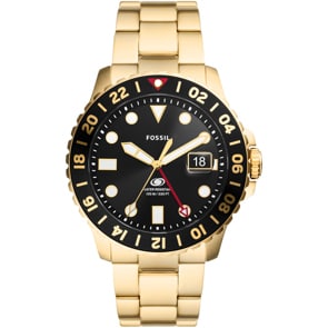Fossil Blue Dual Time Goldig / Schwarz 46mm