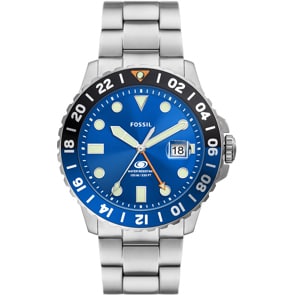 Fossil Blue Dual Time Silbrig / Blau 46mm