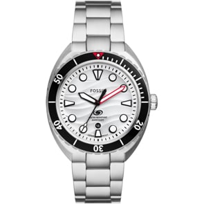 Fossil Breaker Date Silbrig / Weiss 42mm