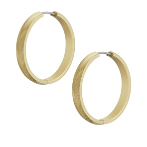Fossil Hoop Earrings Harlow Linear Texture Gold