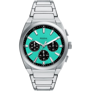 Fossil Everett Chronograph Silbrig / Hellblau 44mm