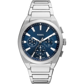 Fossil Everett Chronograph Silbrig / Blau 44mm