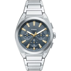 Fossil Everett Chronograph Silbrig / Blau 44mm