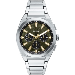 Fossil Everett Chronograph Silbrig / Grün 44mm