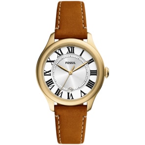 Fossil Gilmore Date Leder Braun Goldig / Silbrig
