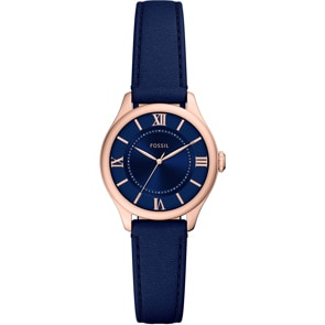 Fossil Gilmore Leder Blau / Rosé 28mm