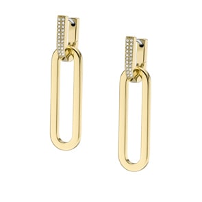 Fossil Drop Earrings Heritage D-Link Glitz Gold