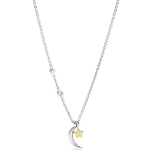 Fossil Collier Sterling Silver Star and Crescent Moon