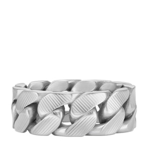 Fossil Harlow Ring Linear Texture Chain Silbrig