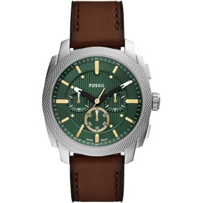 Fossil Machine Chronograph 44mm Braun / Silbrig & Grün  