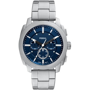 Fossil Machine Chronograph 44mm Silbrig / Blau