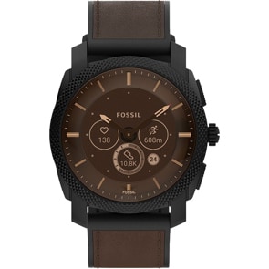 Fossil Machine Hybrid Smartwatch HR en cuir brun