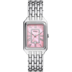 Fossil Raquel Date Silbrig / Pink 26mm