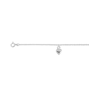 Fusskette 925 Silber rhodiniert 26cm, Herz