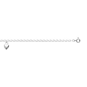 Fusskette 925 Silber rhodiniert 26cm, Herz